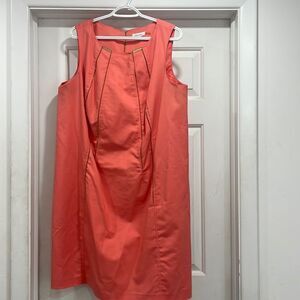 Calvin Klein sleeveless dress zipper back knee length size 18 peach